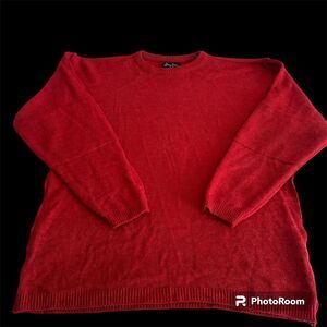 Sean-john Men's Red and White Jumper